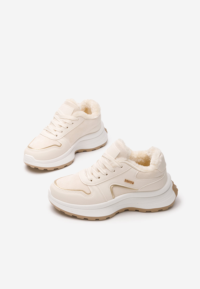Beżowe zimowe sneakersy damskie Azaira