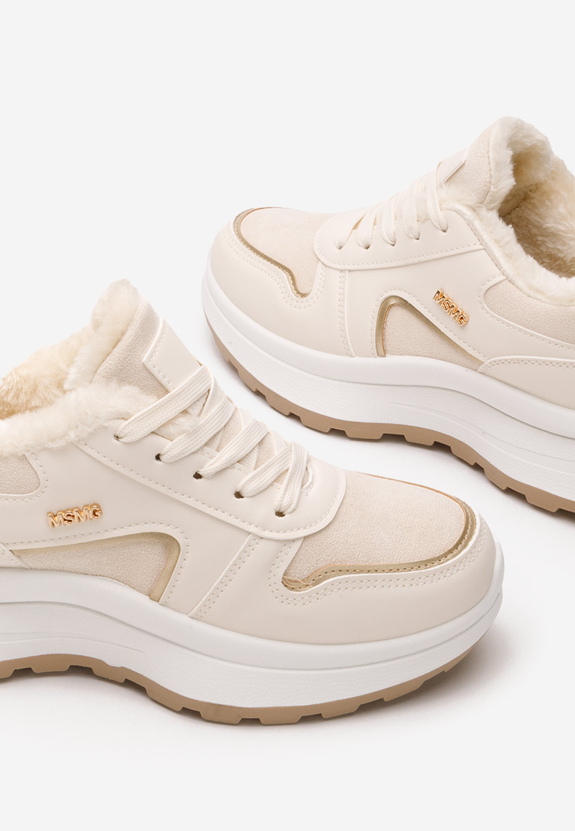 Beżowe zimowe sneakersy damskie Azaira