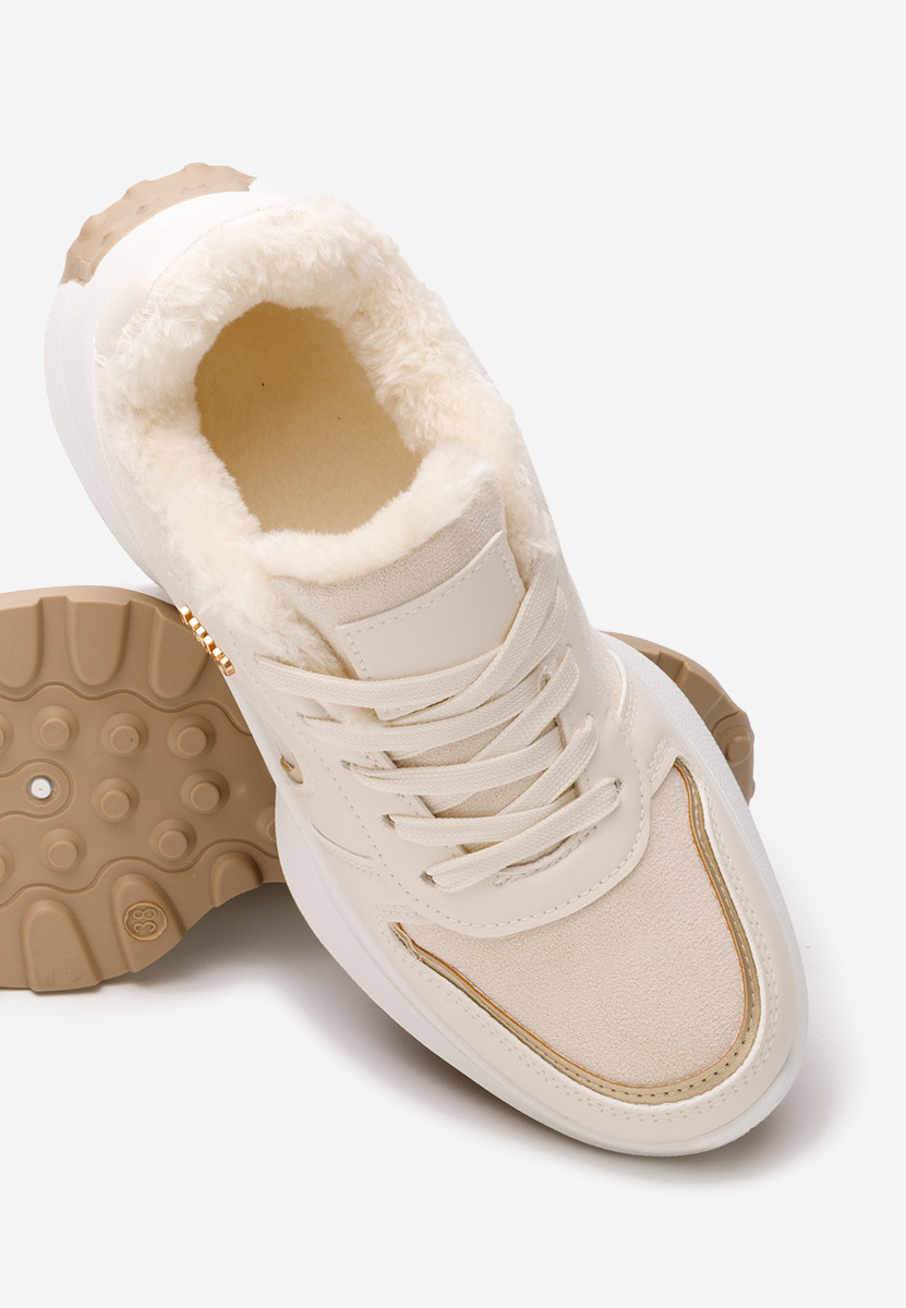 Beżowe zimowe sneakersy damskie Azaira