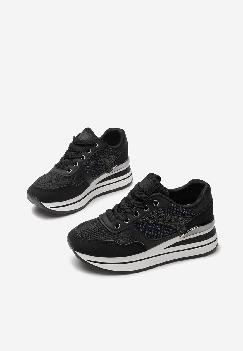 Czarne sneakersy na koturnie Camora