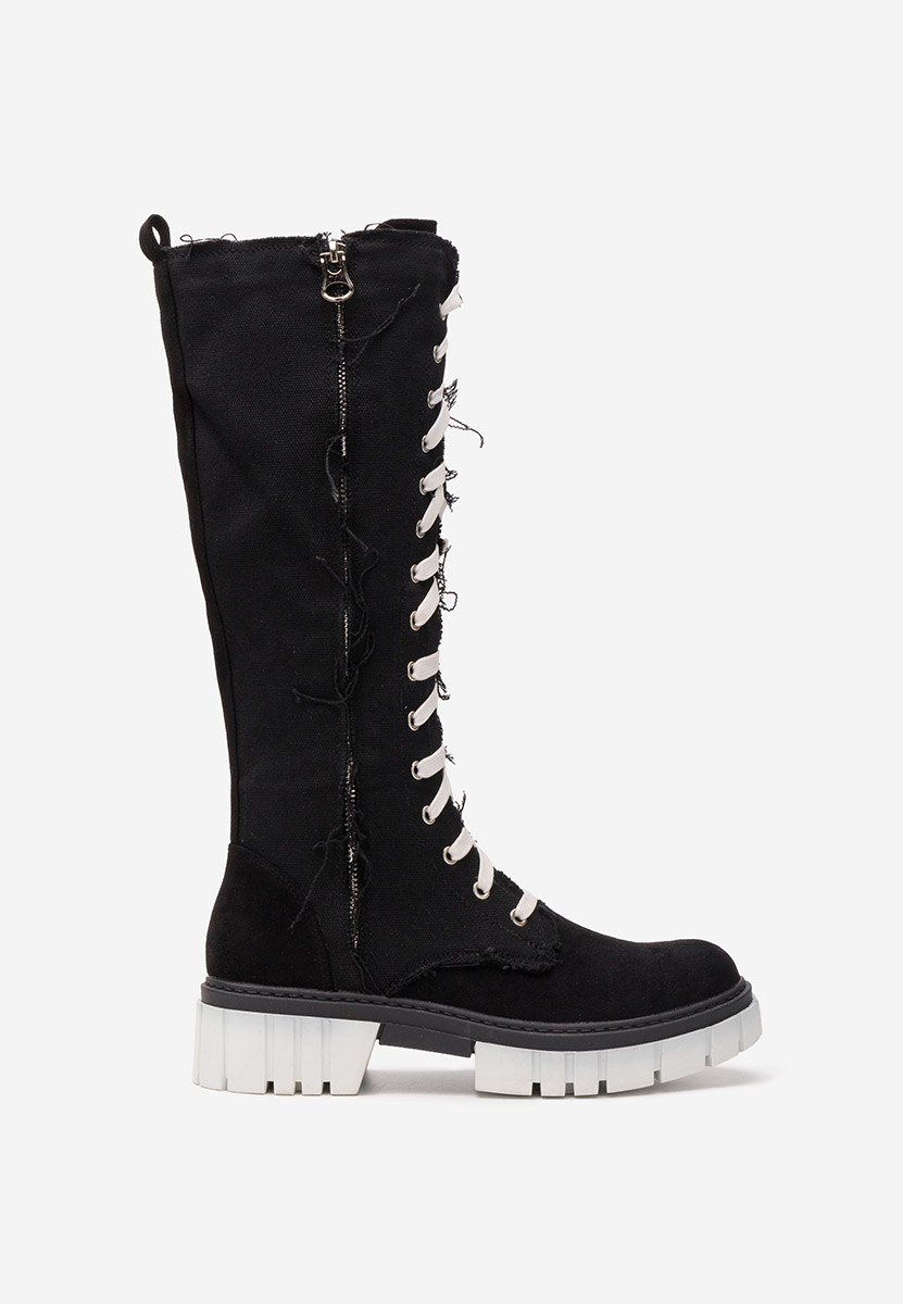 Czarne kozaki sznurowane Fomitena