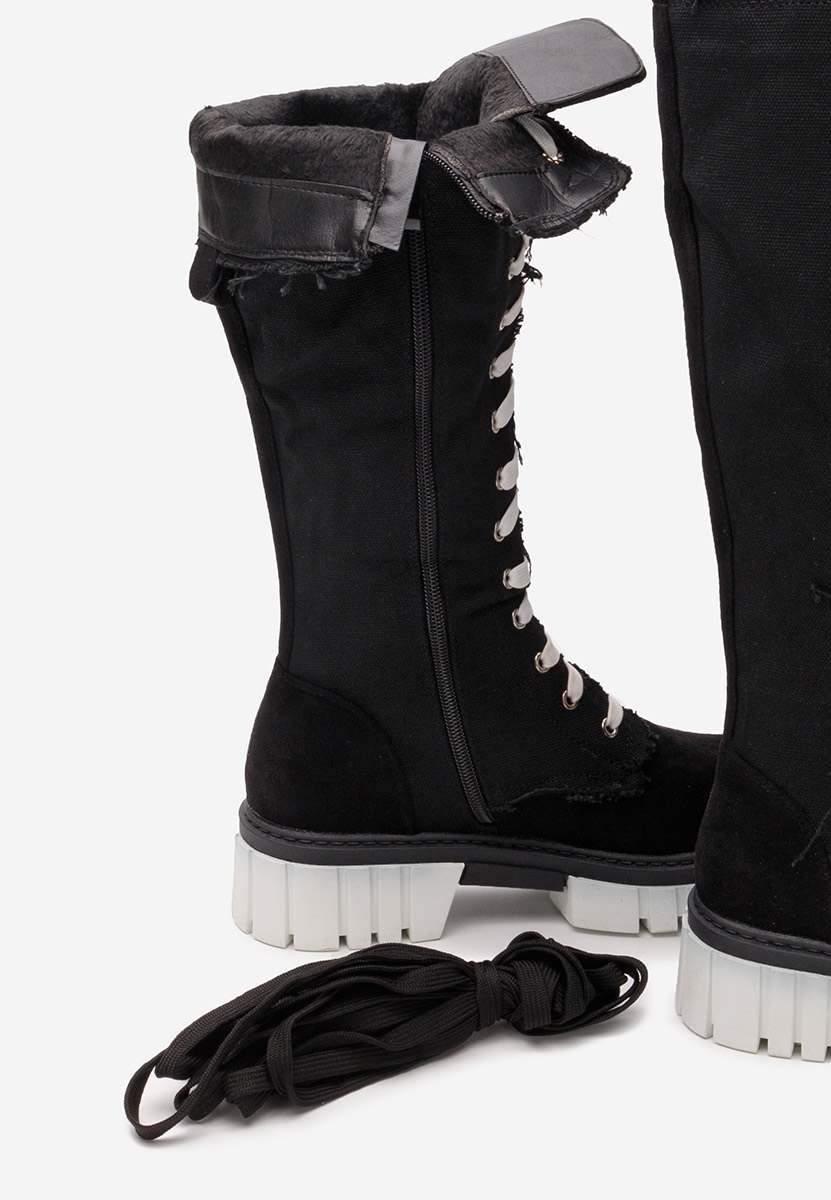 Czarne kozaki sznurowane Fomitena