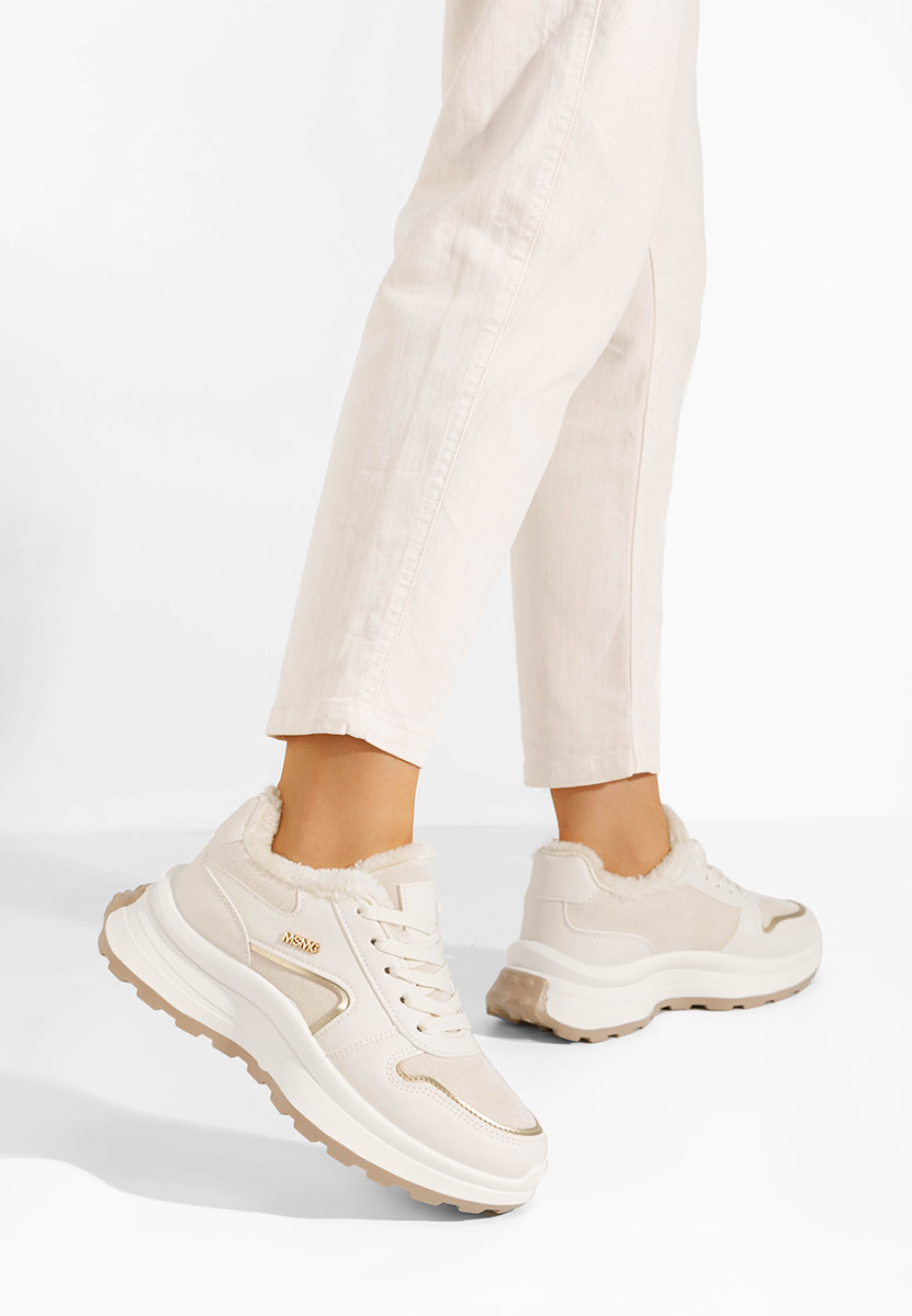 Beżowe zimowe sneakersy damskie Azaira