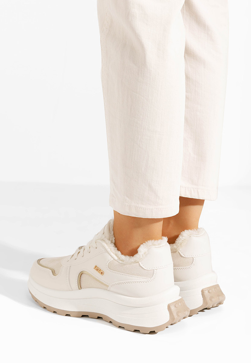 Beżowe zimowe sneakersy damskie Azaira