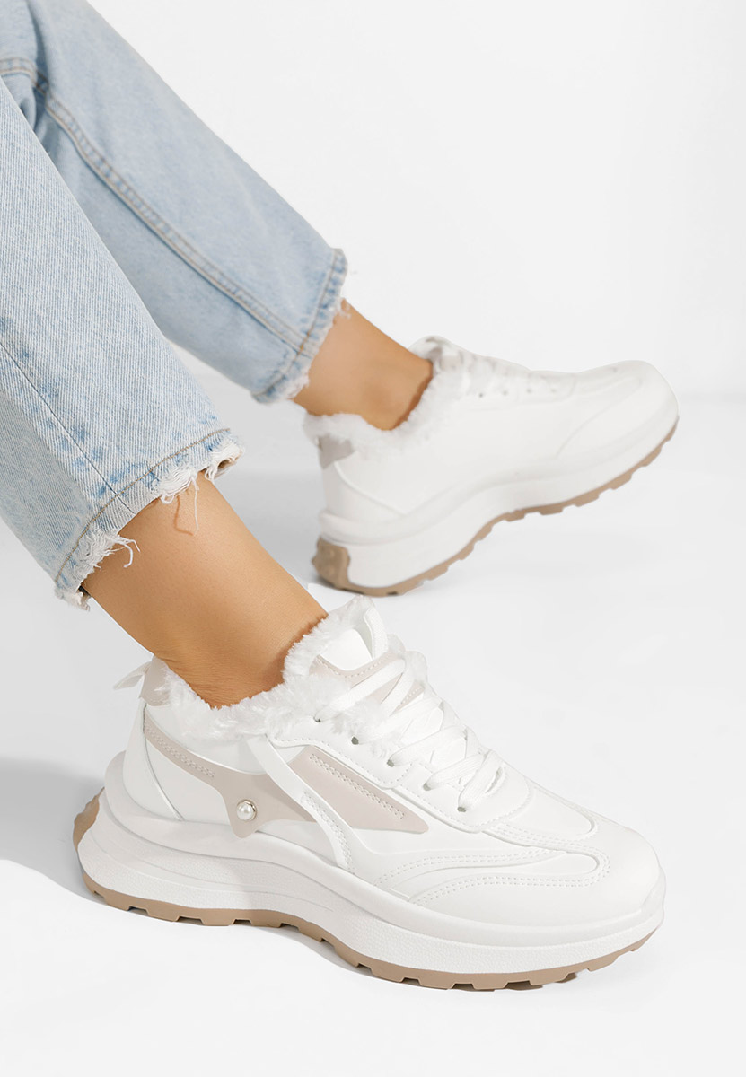 Białe zimowe sneakersy damskie Elliza