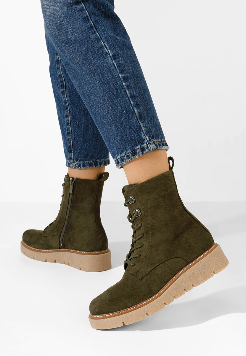 Zielone botki płaskie Terrianna