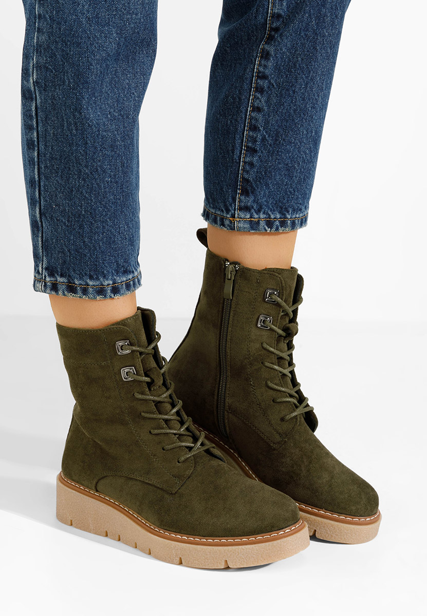 Zielone botki płaskie Terrianna