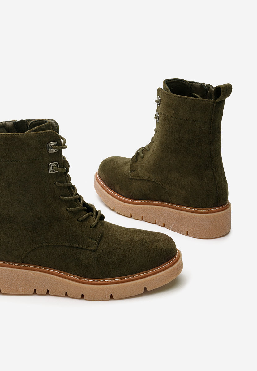 Zielone botki płaskie Terrianna