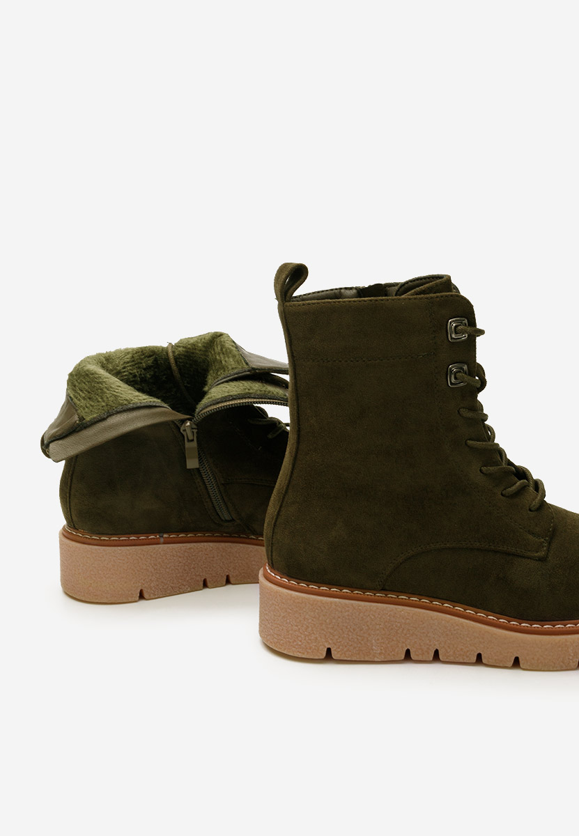 Zielone botki płaskie Terrianna