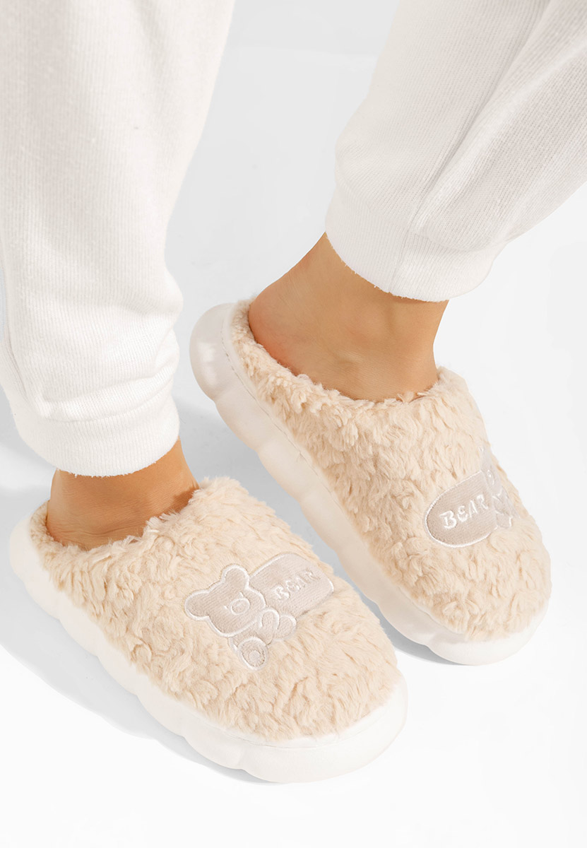 Beżowe kapcie damskie Tiena