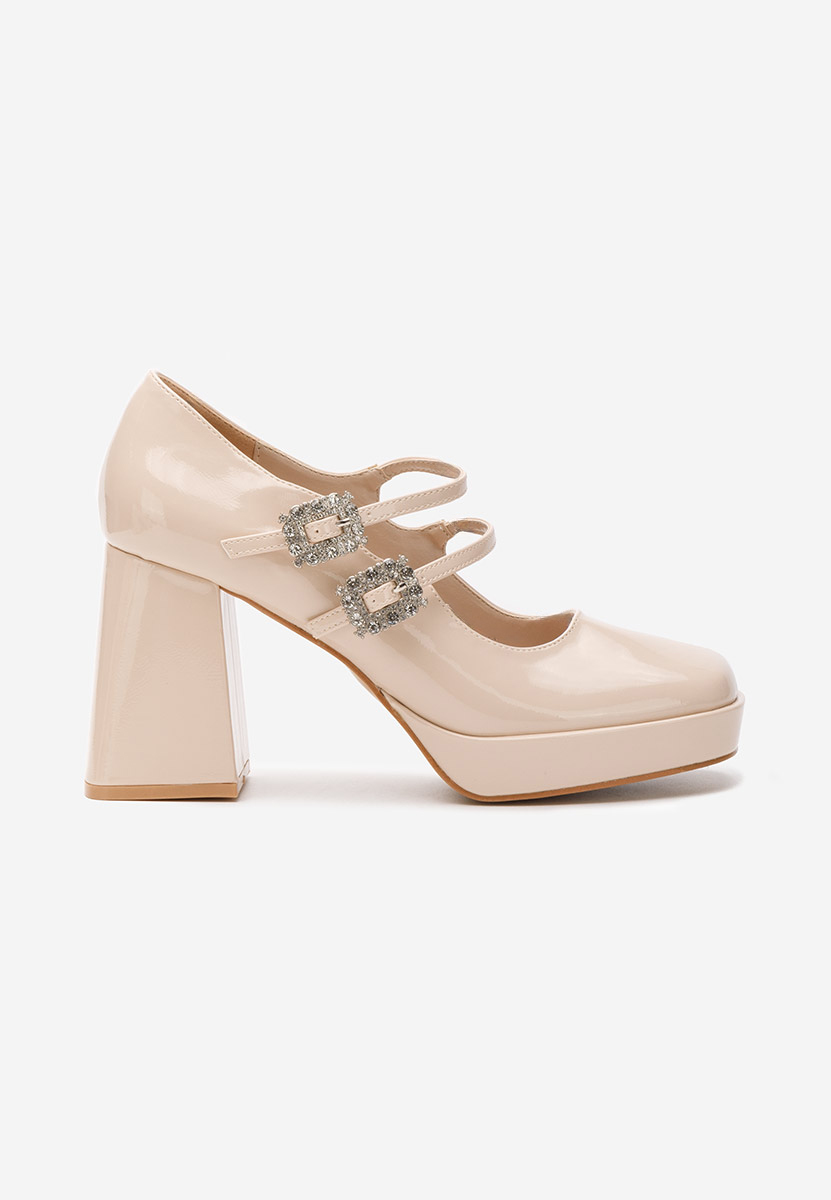 Beżowe czółenka na słupku Elany