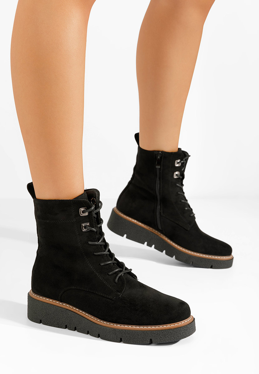 Czarne botki płaskie Terrianna