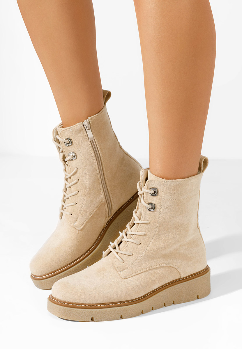 Beżowe botki płaskie Terrianna