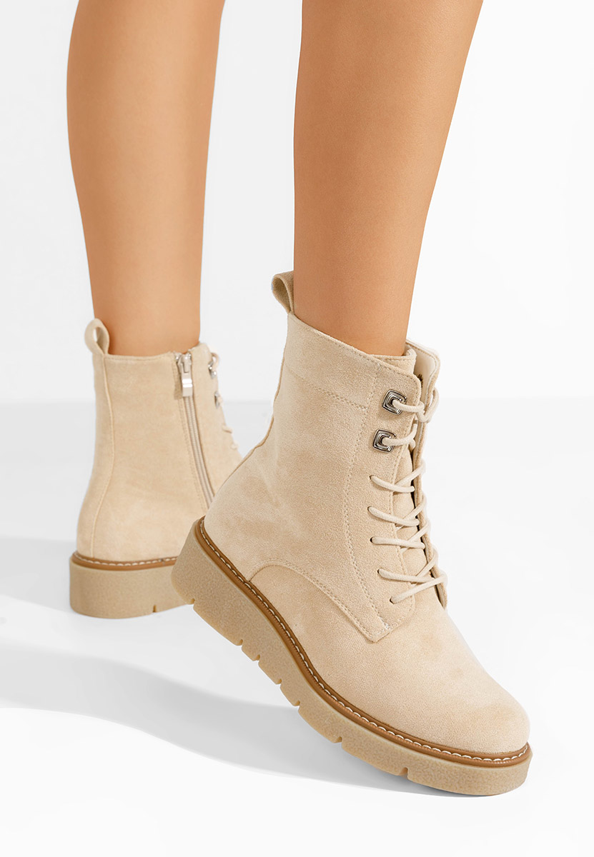 Beżowe botki płaskie Terrianna
