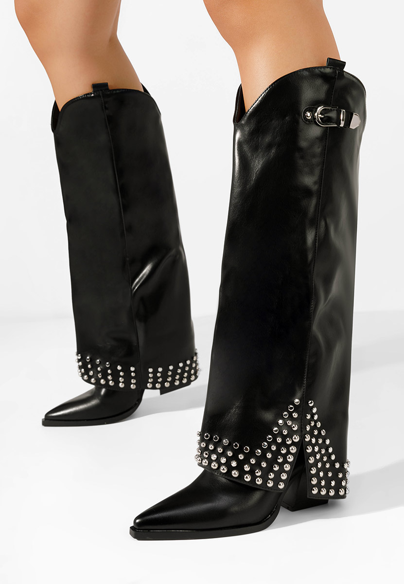 Czarne kozaki na obcasie Raffaela V2