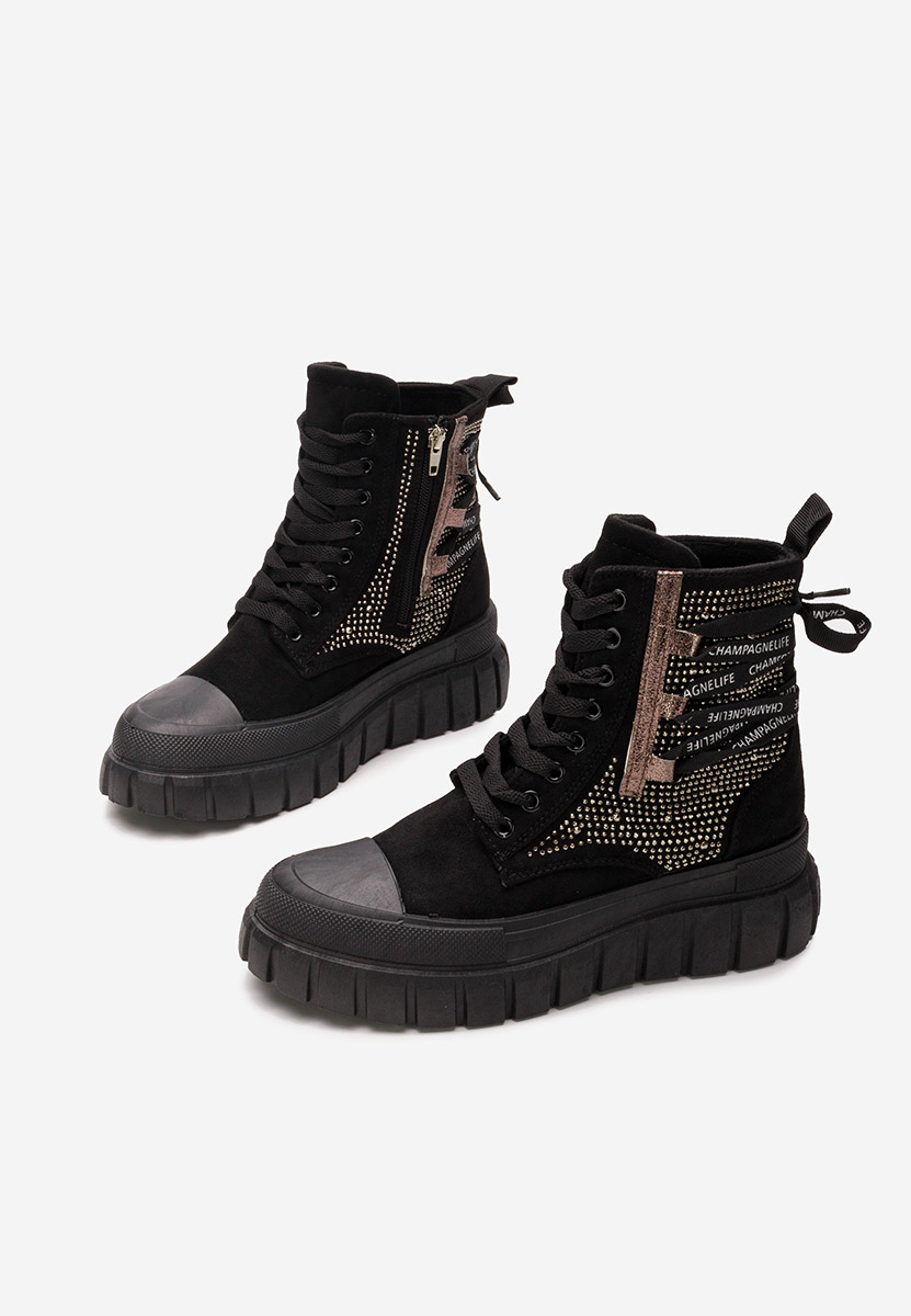 Czarne botki płaskie Brenia V2