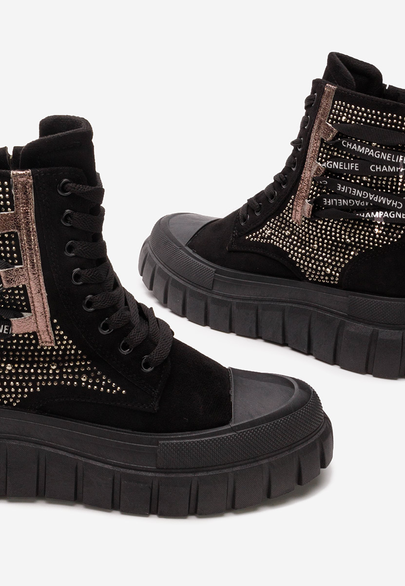 Czarne botki płaskie Brenia V2