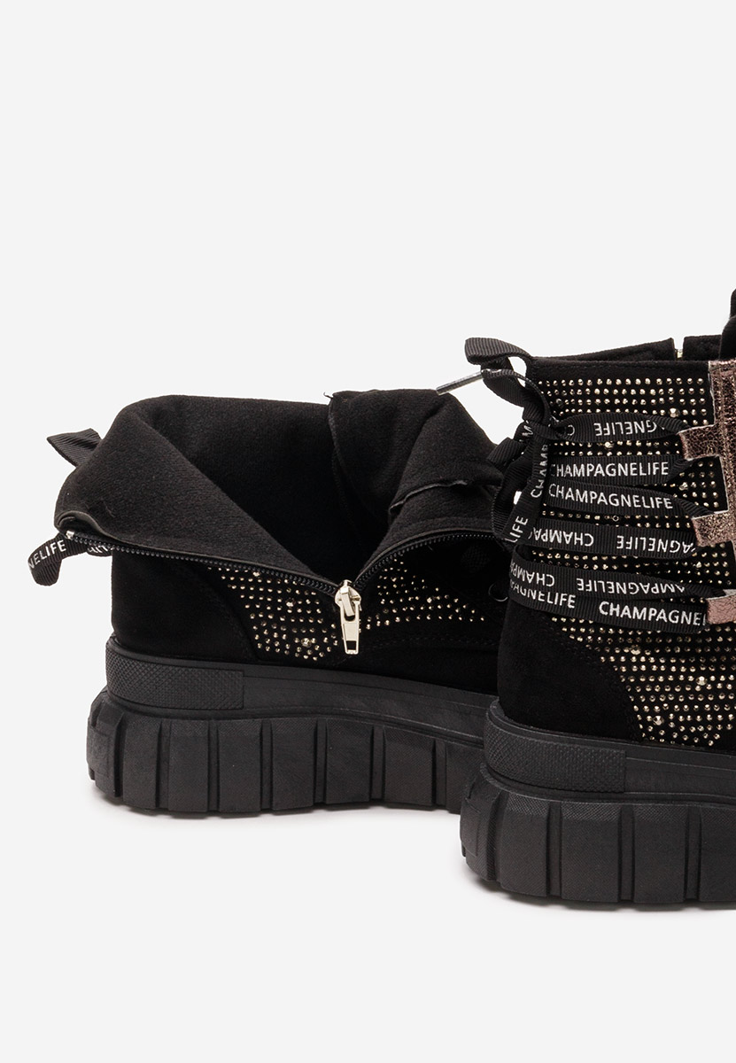 Czarne botki płaskie Brenia V2