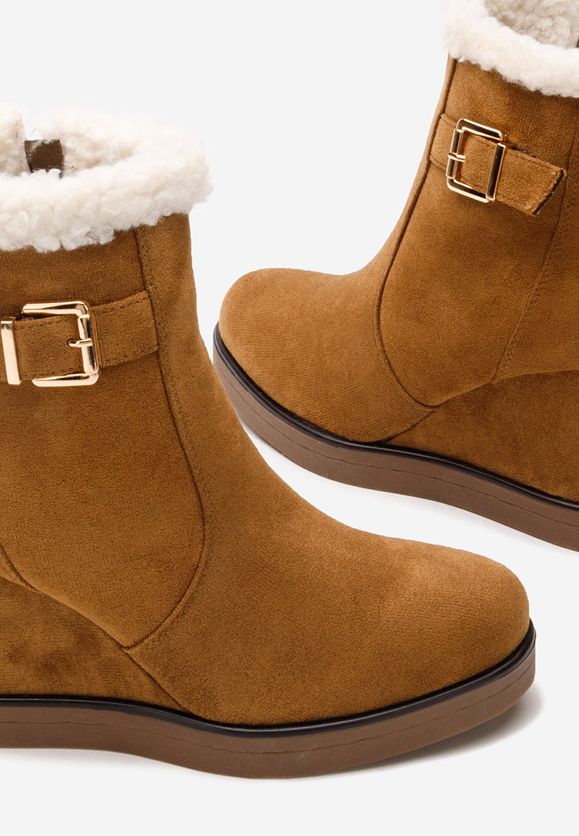 Camelowe botki na koturnie Biannca V2