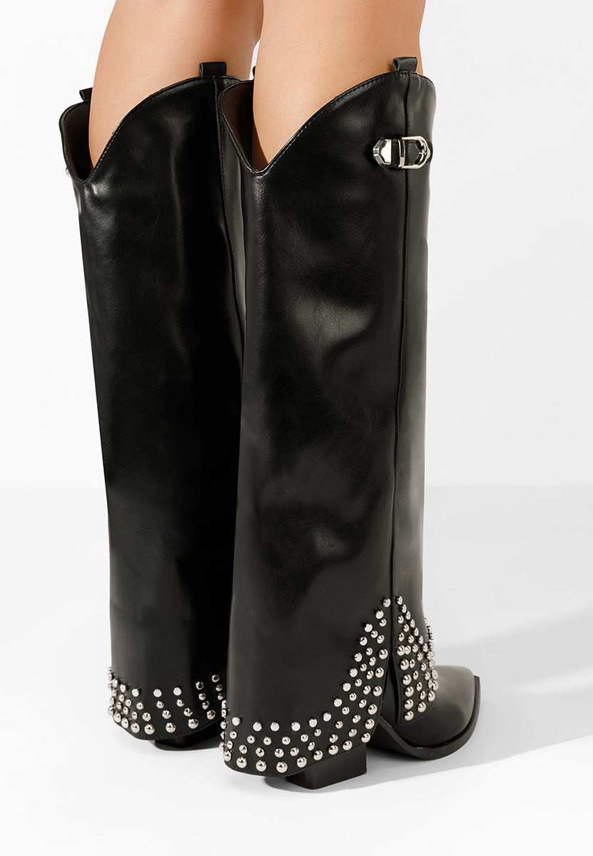 Czarne kozaki na obcasie Raffaela V2