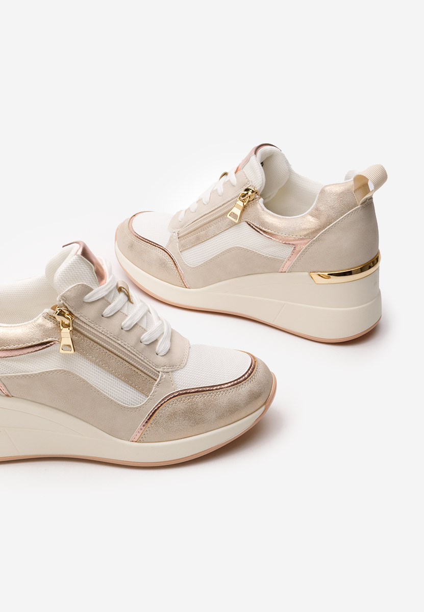 Białe sneakersy na koturnie Kalista
