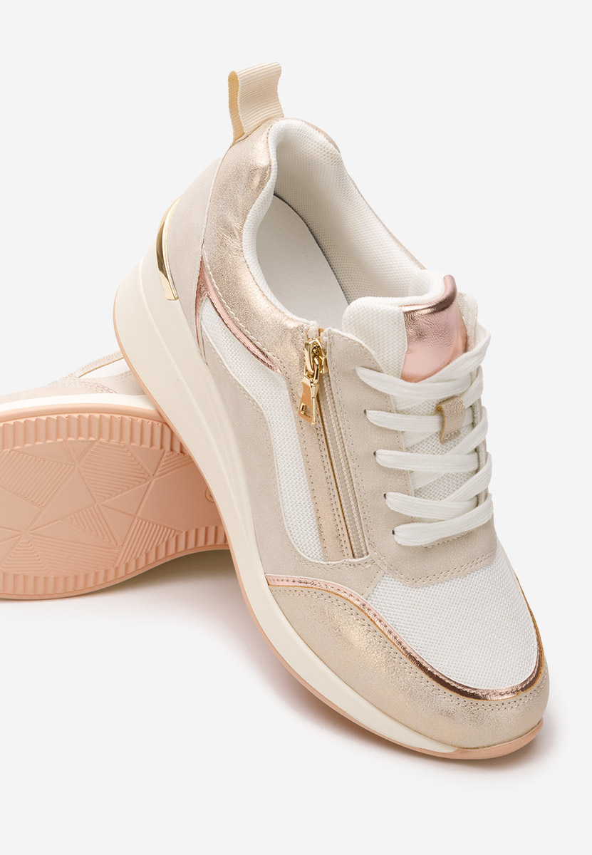 Białe sneakersy na koturnie Kalista