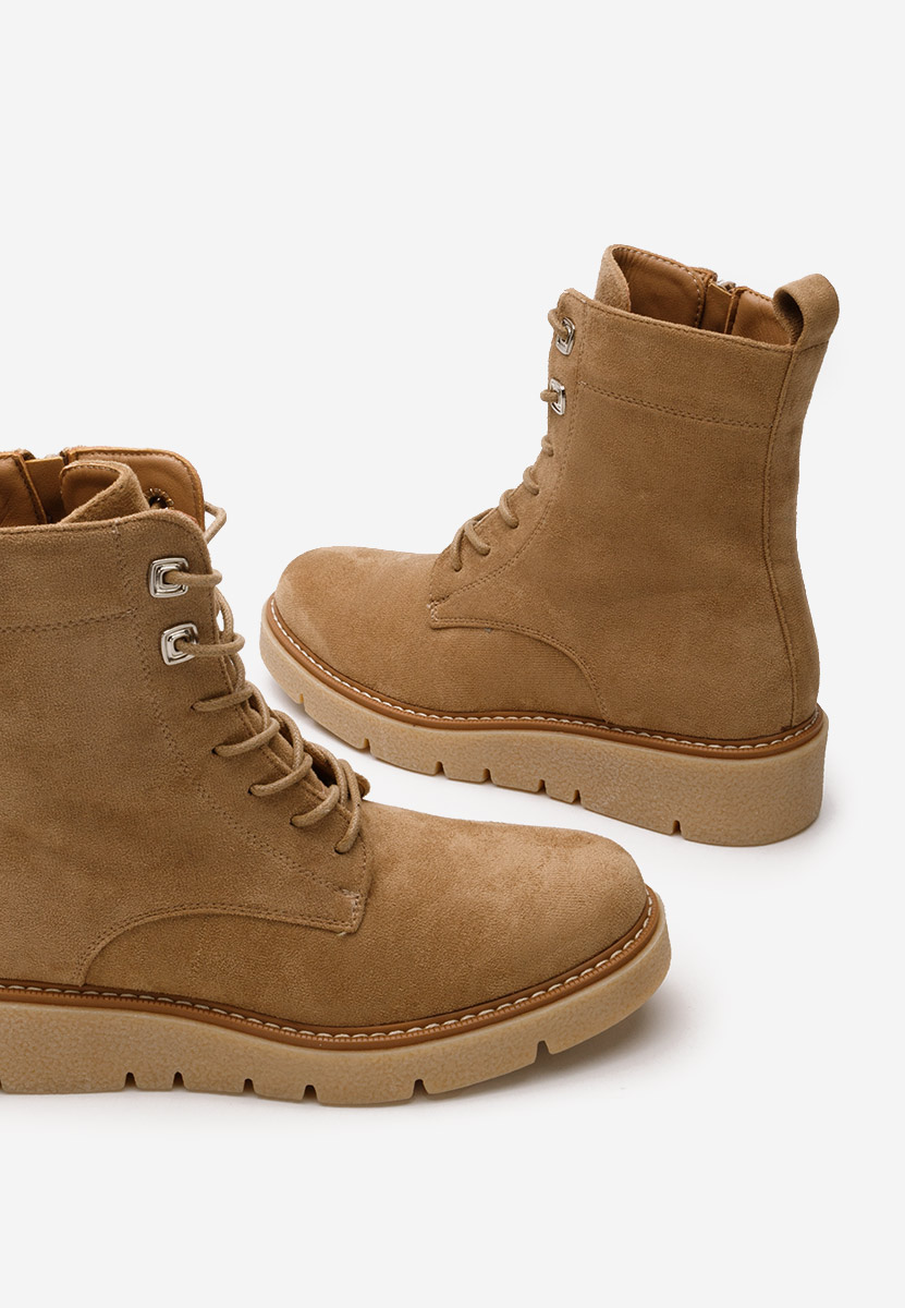 Khaki botki płaskie Terrianna