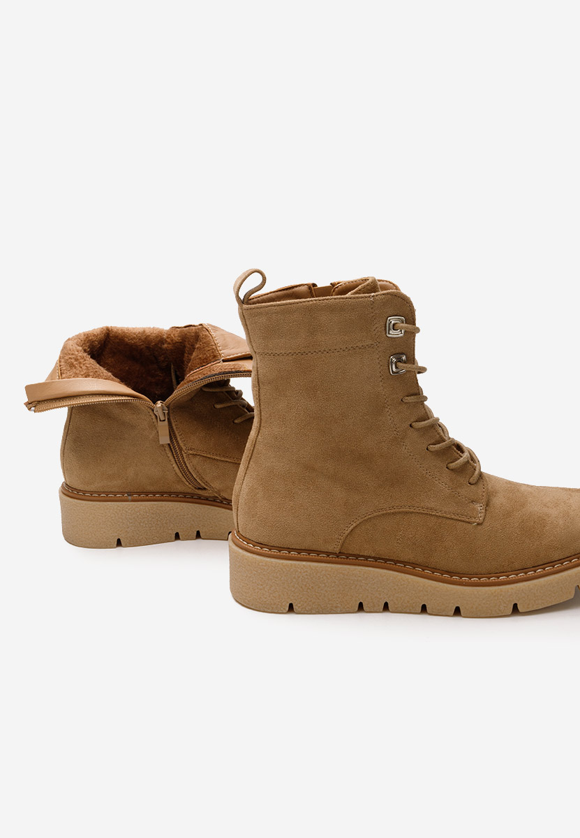 Khaki botki płaskie Terrianna