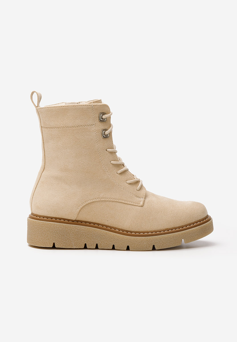 Beżowe botki płaskie Terrianna