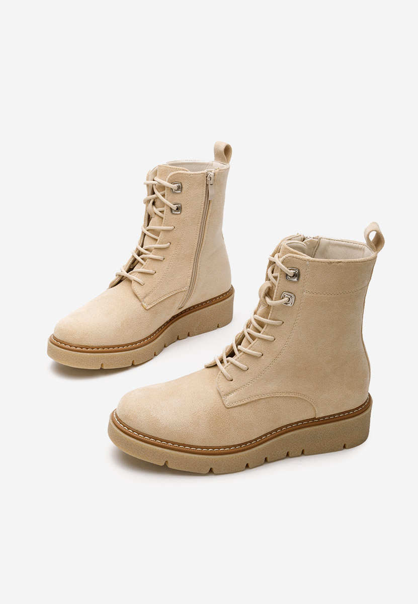 Beżowe botki płaskie Terrianna