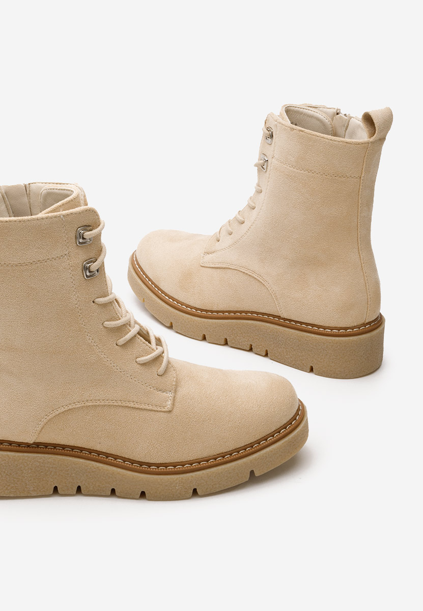 Beżowe botki płaskie Terrianna