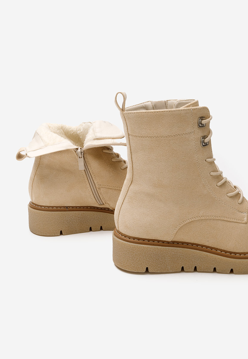 Beżowe botki płaskie Terrianna