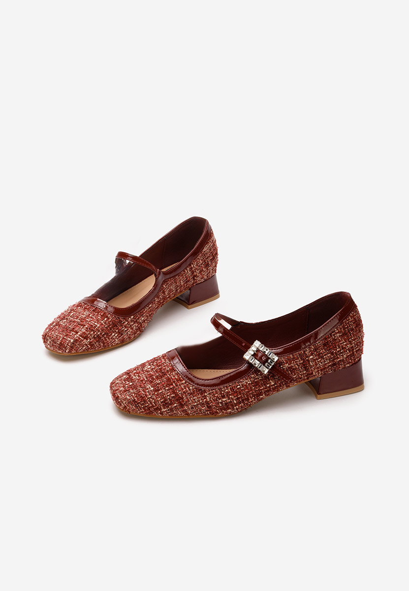 Czerwone czółenka na niskim obcasie Milina