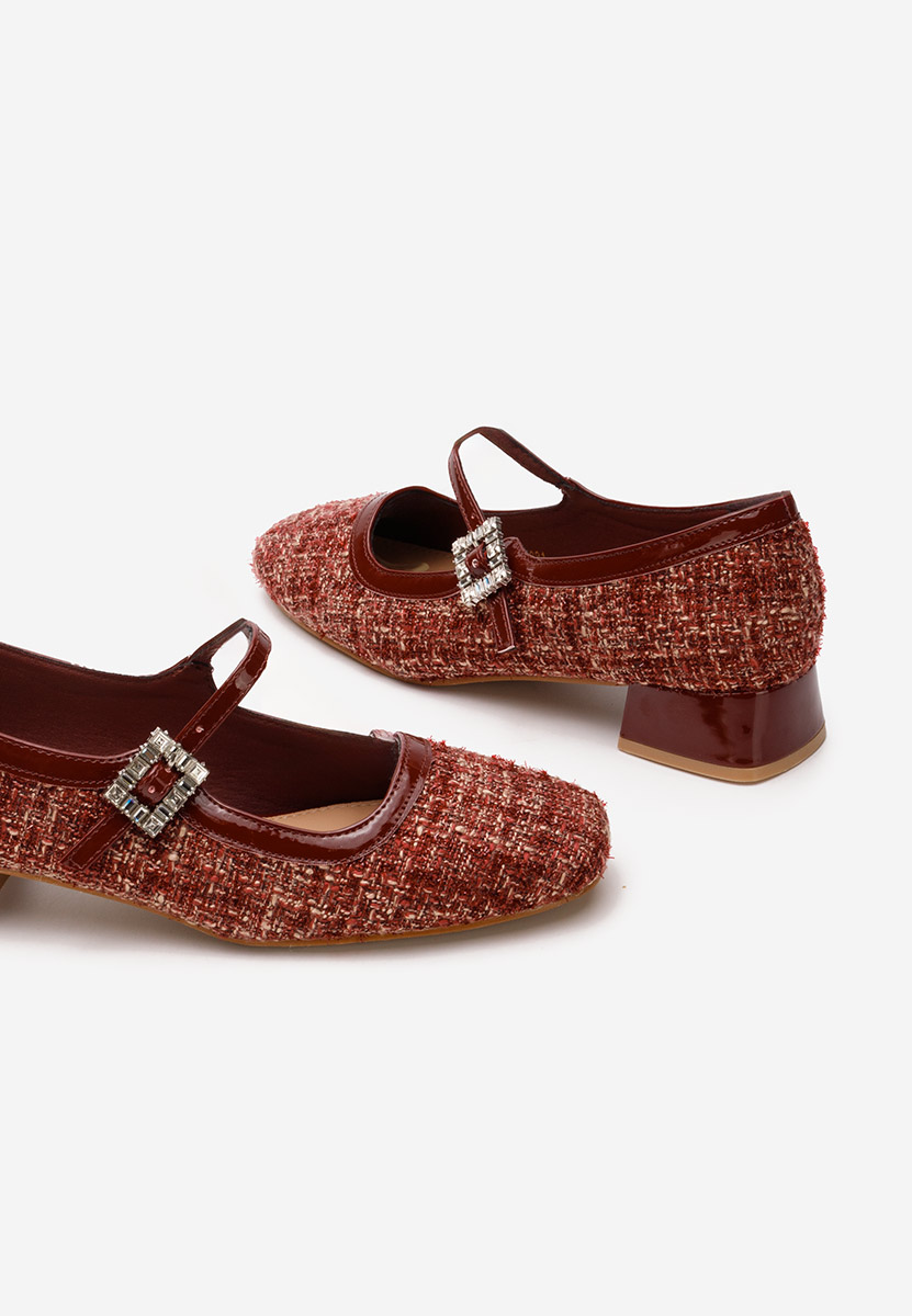 Czerwone czółenka na niskim obcasie Milina