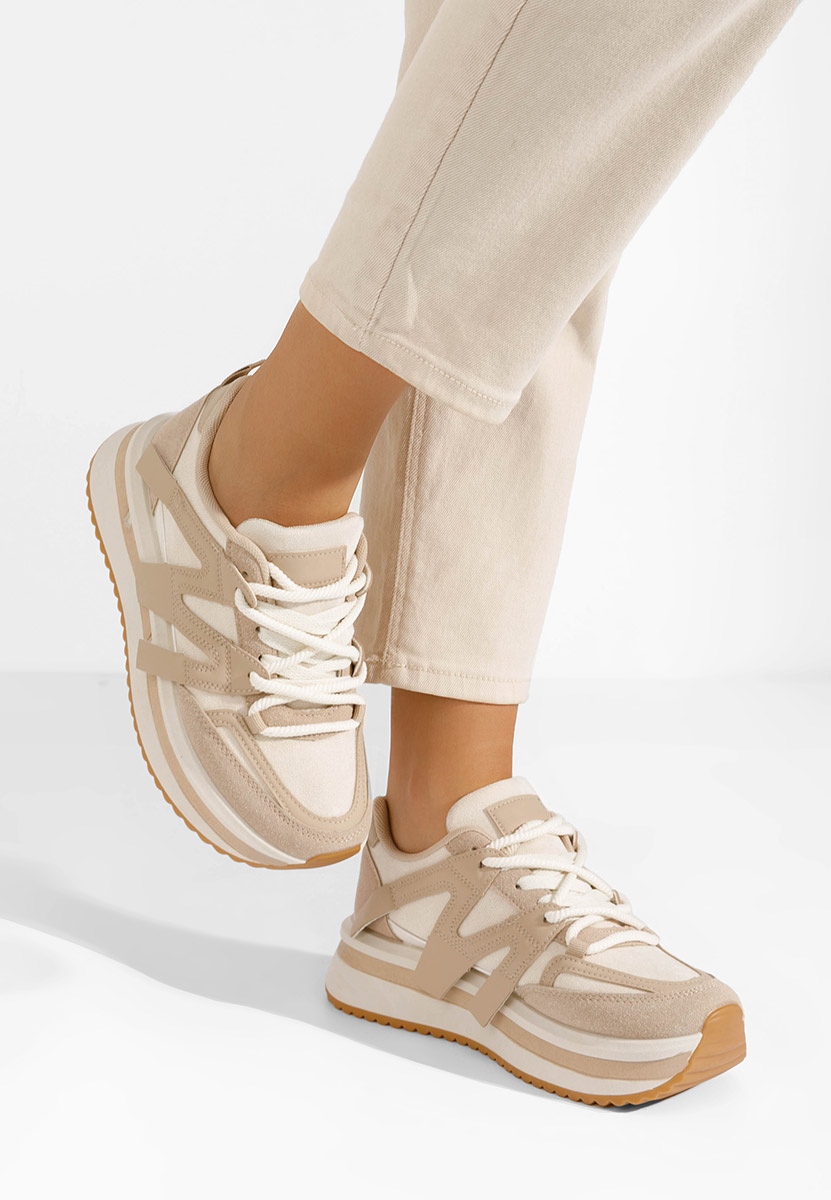 Khaki sneakersy na platformie Pannyssa