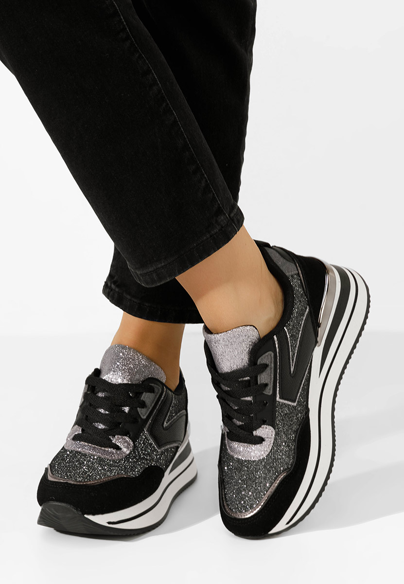 Czarne sneakersy na platformie Septima