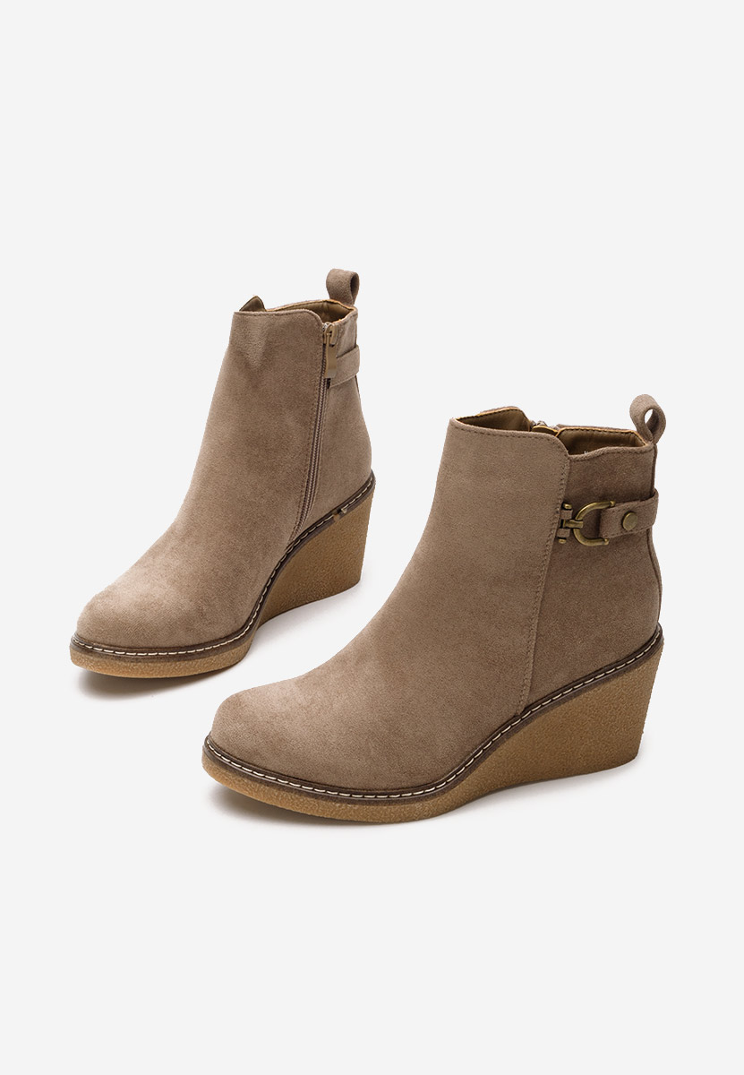 Khaki botki na koturnie Darionna