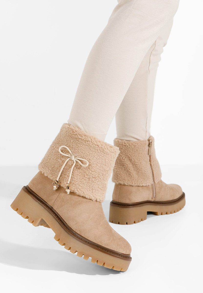 Khaki botki damskie ocieplane Cornelia