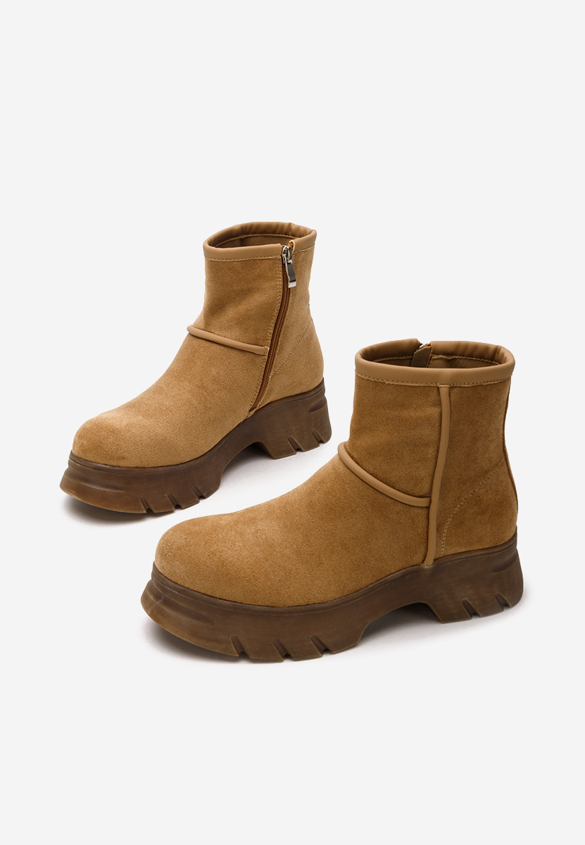 Brązowe botki płaskie Garonna