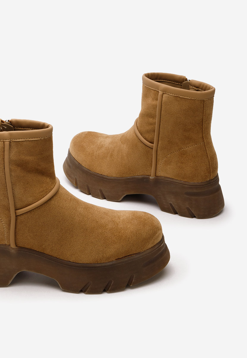 Brązowe botki płaskie Garonna