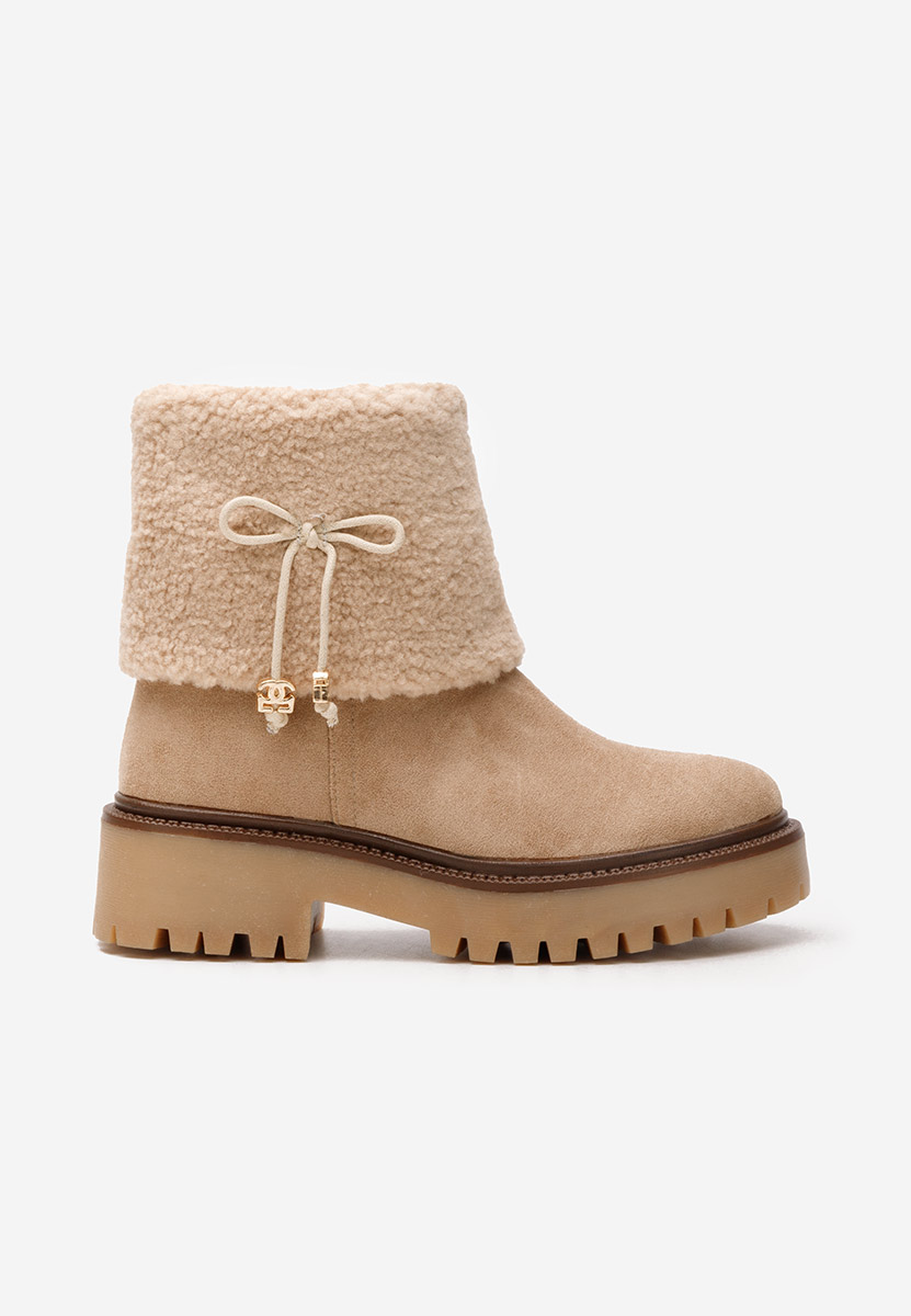 Khaki botki damskie ocieplane Cornelia