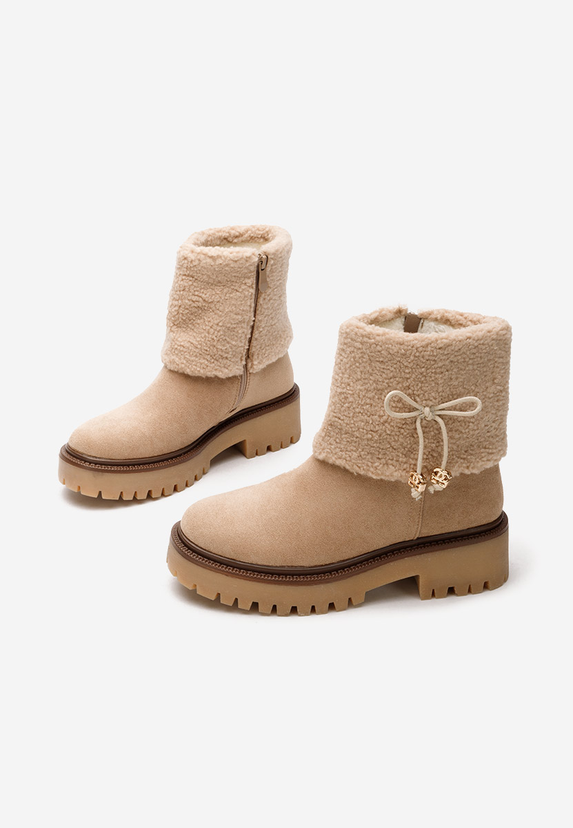 Khaki botki damskie ocieplane Cornelia