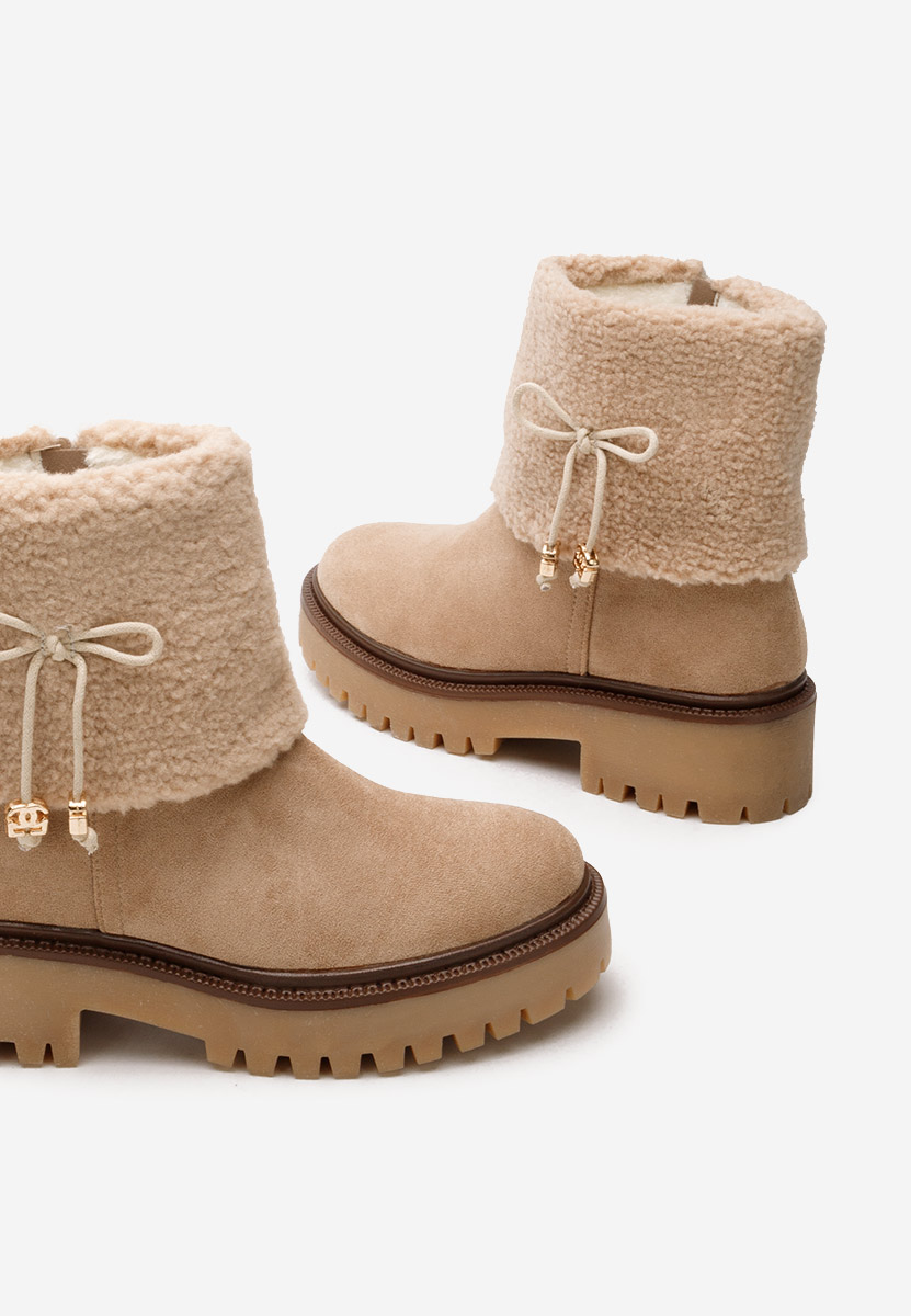 Khaki botki damskie ocieplane Cornelia