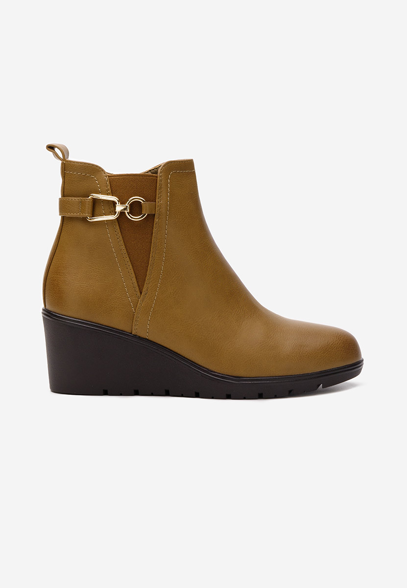 Khaki botki na koturnie Ostara V2