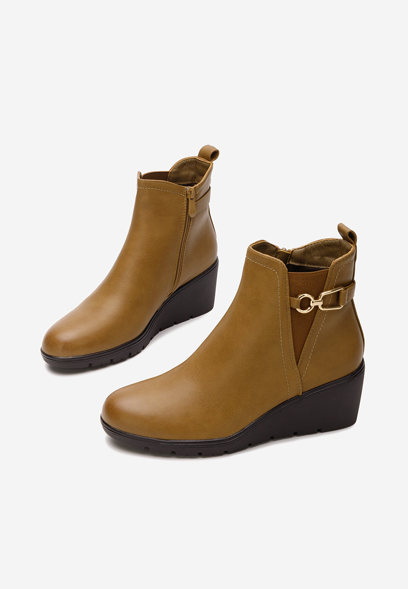 Khaki botki na koturnie Ostara V2