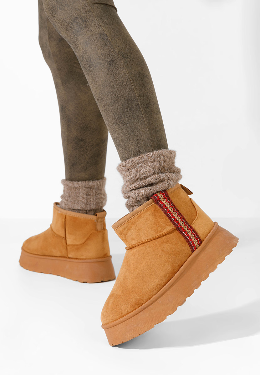 Camelowe botki na platformie Kristin