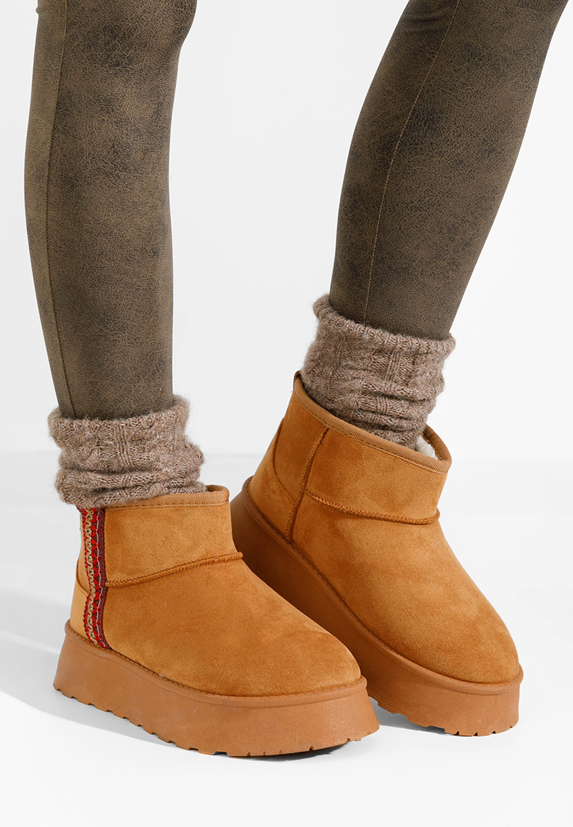 Camelowe botki na platformie Kristin