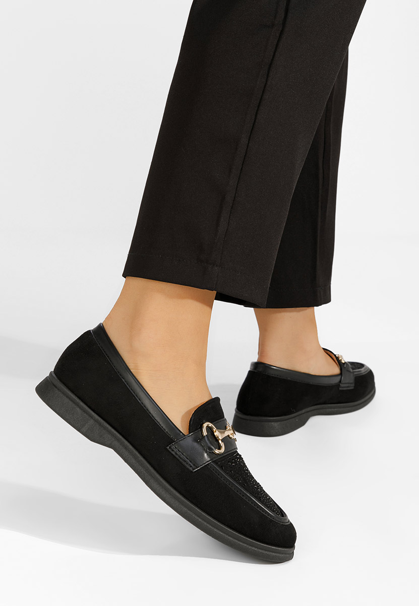 Czarne loafers damskie Adesa