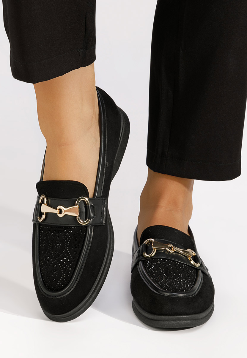 Czarne loafers damskie Adesa