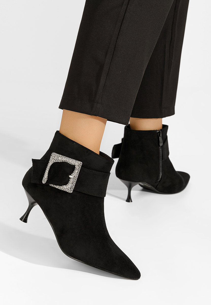 Czarne botki na szpilce Karlene